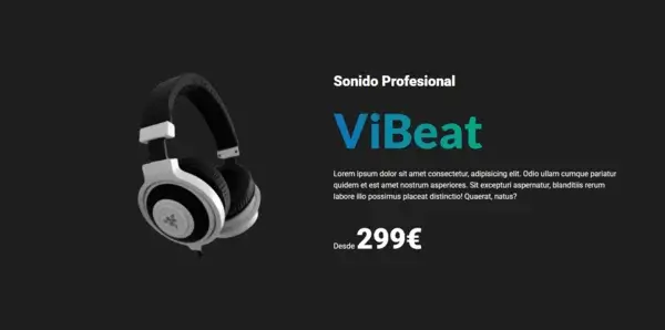Auriculares Vibeat - Vista principal del sitio web